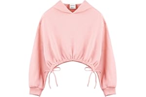 GBTBYS Girls Crop Tops Hoodies Long Sleeve Cute Shirring Tied Design Dancing Fashion Pullover Sweatshirts for 5-14 Years