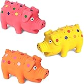 POPLAY 3 PCS Squeaky Latex Grunting Pig Dog Toys, 4 Inch Durable Rubber | Prank Nosie Maker Puppy Chew Toys Rubber Squeeze, Gift for Dogs