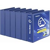 COMIX Heavy Sturdy 2 Inch Slant-D Ring 3 Ring Binder with Clear View Cover | 2"Heavy Duty Slant-D Ring,PVC-Free 2.4mm Board,Holds 225 Letter Sheets,Commercial Bulk for Corporate Offices,6 Pack (Blue)