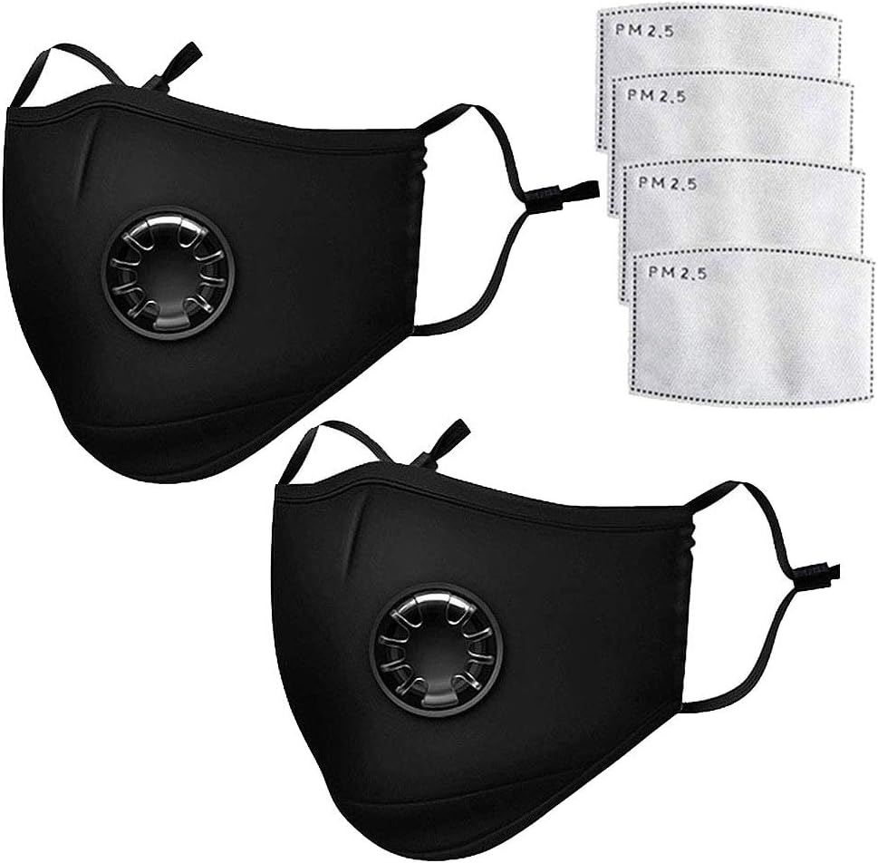 Silence Shopping N99 PM2.5 Carbon Filter Anti-Pollution Anti-Dust Cotton Half Face Mouth Mask with Valve for Women and Men (Black)