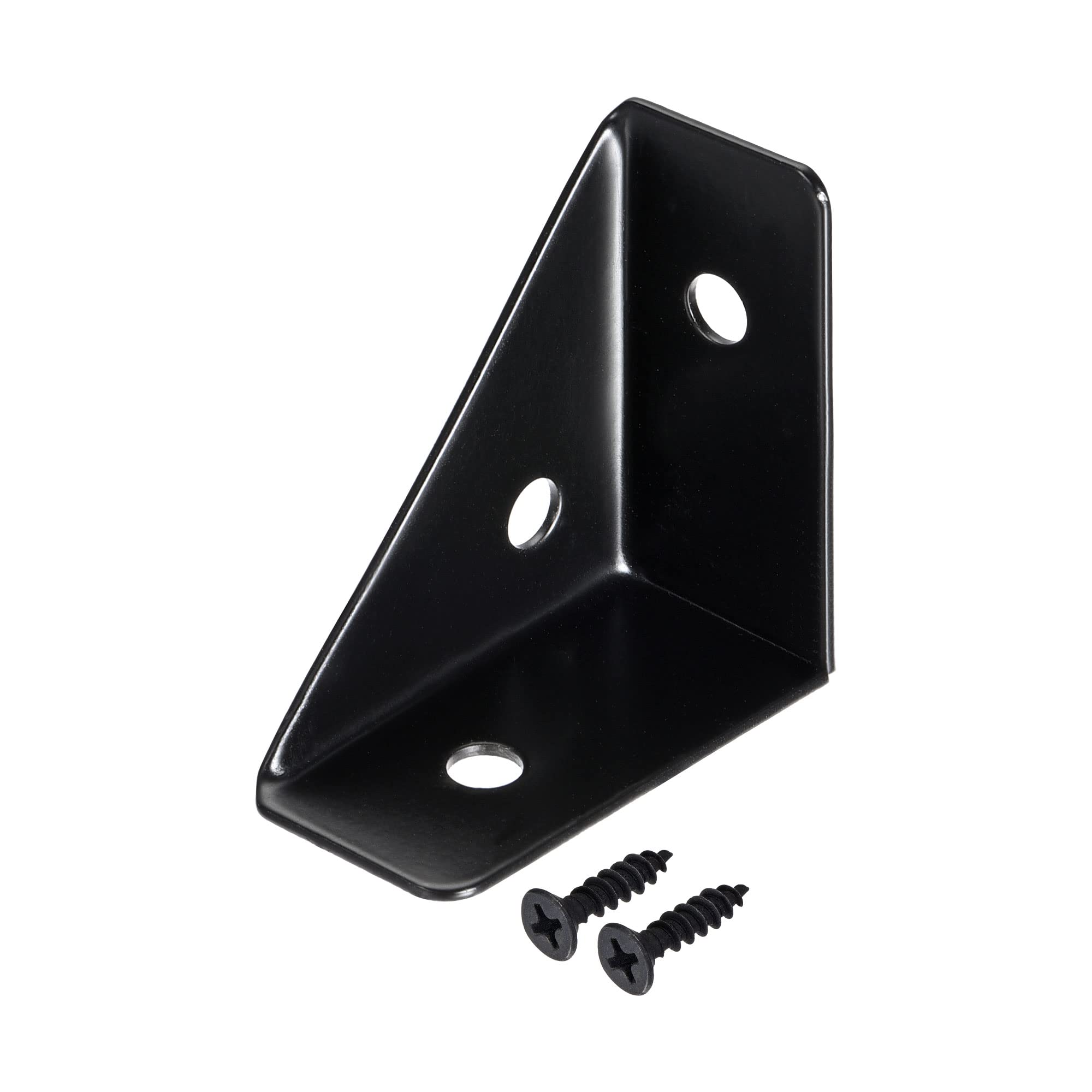 sourcing map 10Pcs Angle Corner Brackets 38mm x 38mm, Cold Rolled Steel Braces Joining Support with Screws for Desk Bed Edge (Black)