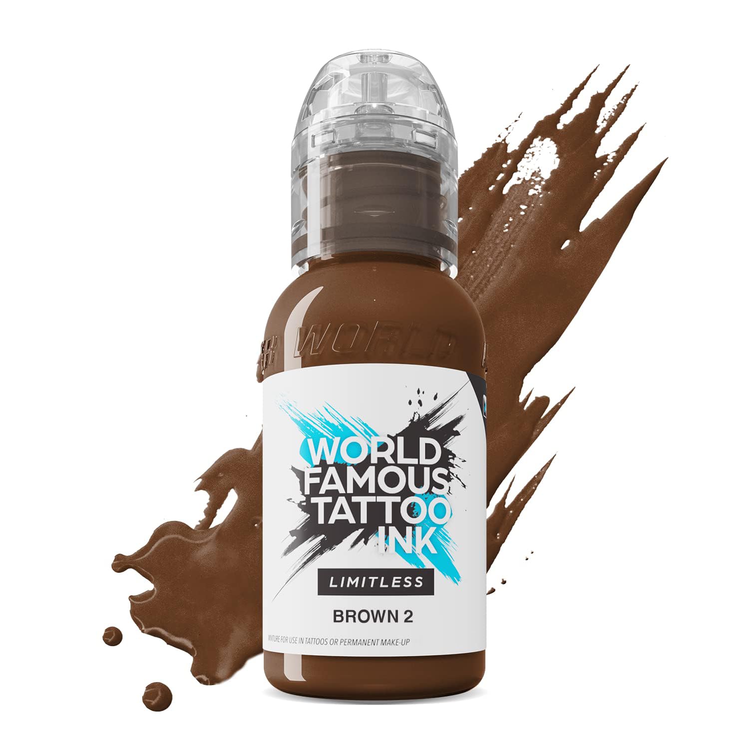 World Famous Limitless Tattoo Ink, Vegan Professional Premium Permanent Tattooing Inks, Brown 2, 29.5 ml