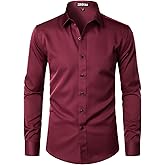 ZEROYAA Men's Long Sleeve Dress Shirt Modern Slim Fit Wrinkle-Free Casual Business Button Up Shirts
