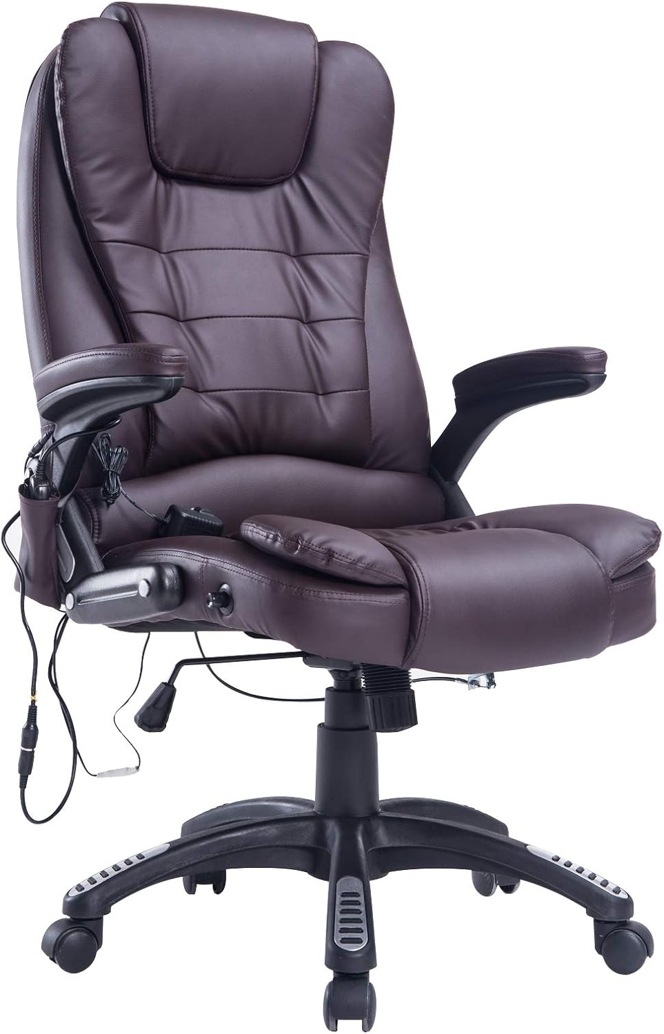 Homcom Fauteuil De Bureau Direction Pivotant Massant Chauffant Electrique Revetement Synthetique Chocolat Amazon Fr Cuisine Maison