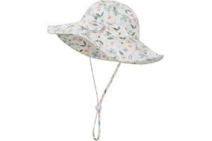 EAU LAYAMEN Baby Girl Sun Hat Summer Beach Hats with UPF 50+ Toddler Infant with Wide Brim Strap Outdoor Bucket Hat