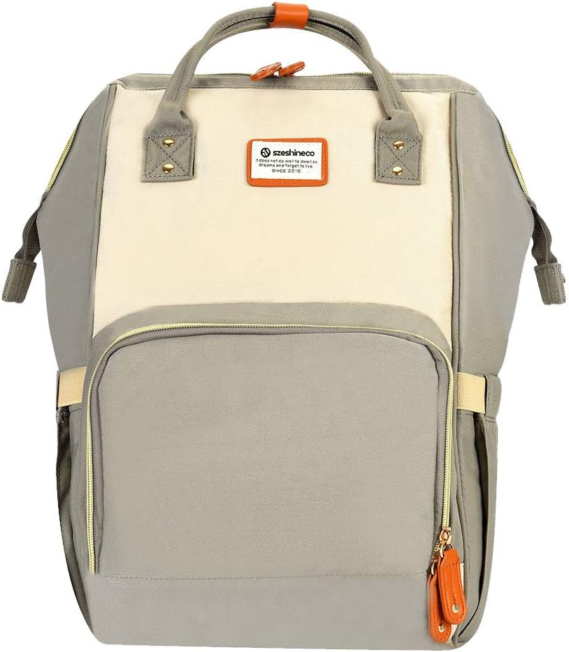 Nappy Changing Bag,Szeshineco Rucksack Changing Bags Backpack for Parents Baby,Waterproof Diaper Bag Multifunction Large Capacity Comfortable Travel Bag（Beige/Ivory）