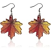 Red Maple Leaf Dangle Earrings Fall Statement Tassel Drop Earrings Vintage Inspired Autumn Party Jewelry Long Dangle Jewelry for Women