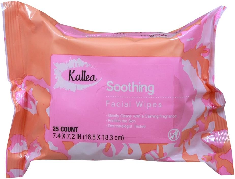 Kallea Night Calming Makeup Remover Towelettes & Facial (Face) Wipes, 25 Count