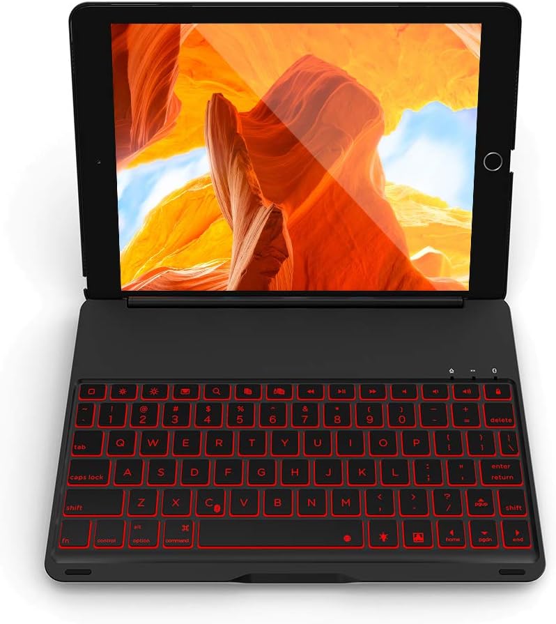 iPad Keyboard Case for iPad 9.7 2018 (6th Gen) - iPad 9.7 2017 (5th Gen) - iPad Air 1 with 7 Color Backlit, Auto Sleep/Wake, Aluminum Hard Shell, iPad Case with Keyboard 9.7 inch(NOT for iPad Pro 9.7)