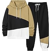 LecGee Men's Tracksuit 2 Piece Athletic Color Block Hoodie and Sweatpants Casual Sweatshirt Joggers Sweatpants Set for Men