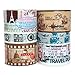 Crafty Rabbit Vintage Travel Washi Tape - Set of 6 Rolls - 196 Feet Total - Multicolor