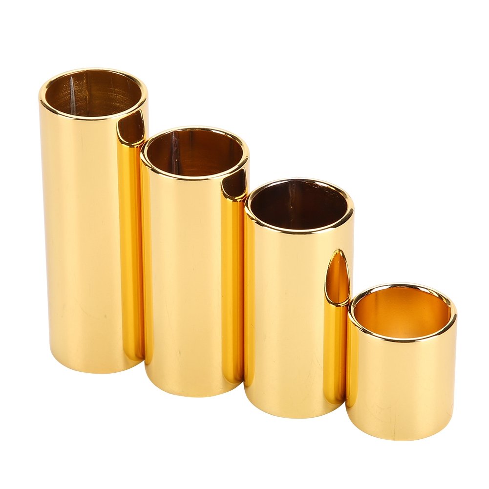 Guitar Slide Set, 4PCS Electric Guitar Metal Slide Bar Guitars String Slides Golden