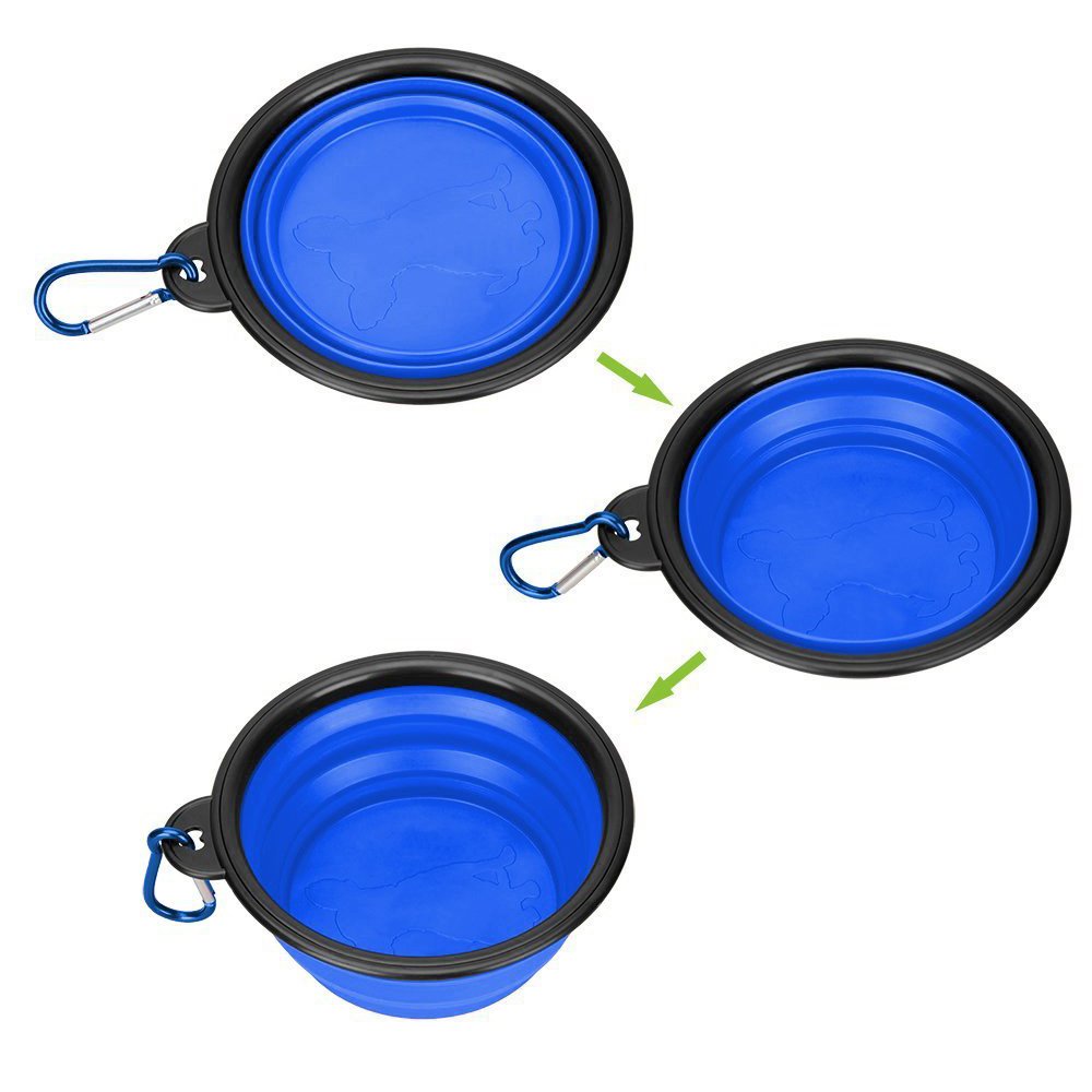 OCEANTREE Collapsible Pet Feed & Water Bowl,Food Silicone Pet Bowl,Portable Folding Feeder Travel Bowl with Clip for Medium & Small Dog Cat (2 Pack)