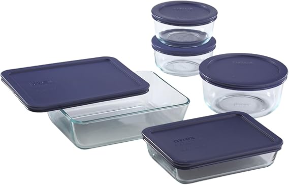 Pyrex Simply Store Meal Prep Glass Food Storage Containers (10-Piece Set, BPA Free Lids, Oven Safe)