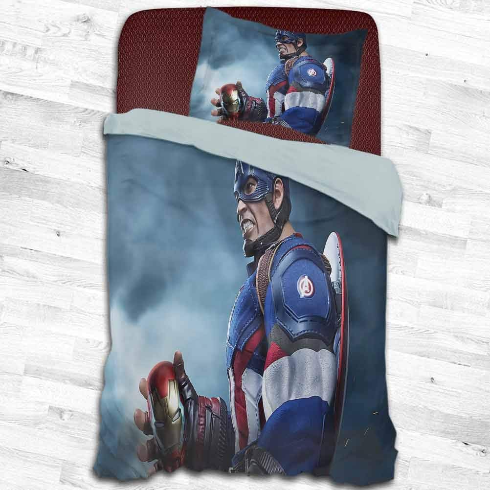 HeKua Lightweight Microfiber Bedding Set King Size(104x90 inch) Captain America Captain America t7 Comforter Quilt Bedding Cover with Zipper Closure