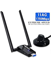 Ssnwrn USB WiFi Adapter 1750Mbps, USB 3.0 Wireless Network Wifi Dongle with 5dBi Antenna High Speed Dual Band 2.4GHz/5.8GHz 1300Mbps 802.11ac/b/g/n Wireless Adapter for Desktop/Laptop/PC