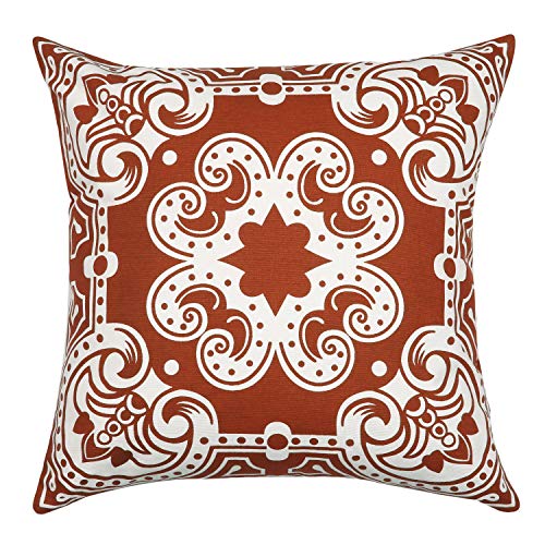 Light & Pro Square Printed Cotton Cushion Cover,Throw Pillow Case, Outdoor Cushion Covers,Slipover Pillowslip for Home, Sofa, Couch,Bed, Chair Back Seat, Set of 4-18x18 inch - Rust - Only Cover