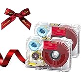 Phomemo A30 P15 Exclusive Embellish Gold Text Print on Red Satin Ribbon, Fabric Ribbons Custom Text for Gift Wrapping, Wedding Bouquets, DIY Crafts, Valentine's Day, Party Decor, 12mm x 5m, 2 Packs