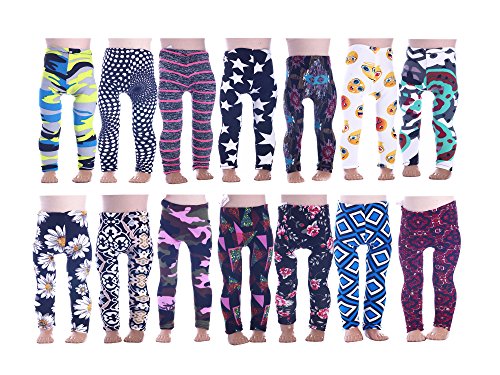 Luckdoll 7Pcs Colorful Girl Doll Leggings For American Girl Dolls Ans Other 18 Inch Dolls