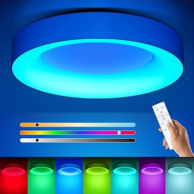 Matane 24W RGB LED Ceiling Light with Remote 3000K-6500K 2400LM 11 Inch