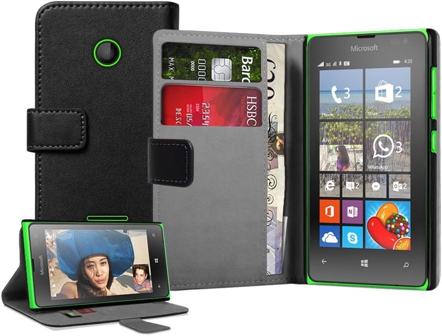 Membrane - Black Wallet Case compatible with Nokia Microsoft Lumia 435 (Dual Sim)