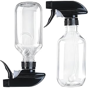 TERESRY 2 Pack 300ml Clear Spray Bottles with Adjustable Spray Nozzles | 360° Spray Nozzles