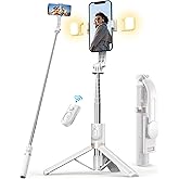 Selfie Stick Tripod with Remote and 2 Light, Pnitri 45" Cell Phone Tripod Stand, Travel Selfie Stick Compatible with GoPro, 4