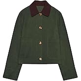 Mingzhu Women's Fall Faux Suede Contrasting Lapel Collar Jacket Long Sleeve Vintage Button Down Shackets with Pockets