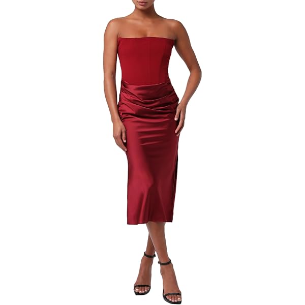 knee length dresses for ladies Lulus Dublin Asymmetrical Neck Midi Dress in Red