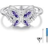 925 Sterling Silver Butterfly Cremation Ring for Ashes Memorial Urn Rings Keepsake Jewelry for Ashes Sympathy Gift for Women