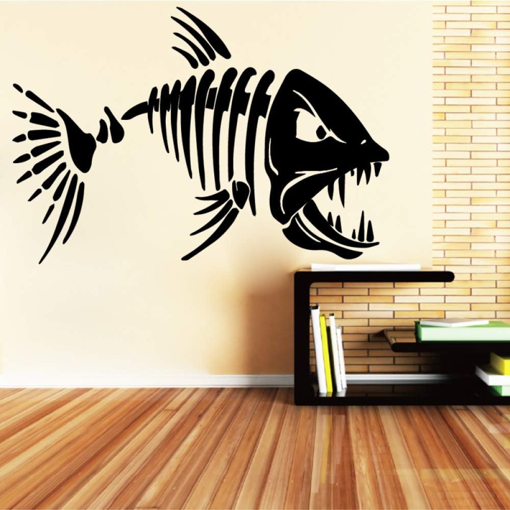 WSYYW Big Teeth Shark Fish Wall Design Stickers for Living Room Art Wall Sticker Removable Home Decoration Accessories A1 58cmX87cm