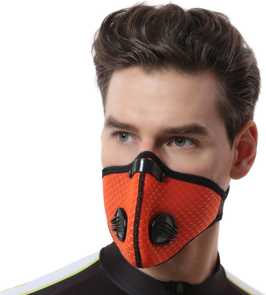 Mirstan Dust Mask Dustproof Safety Breathing Mask Respirator Activated Carbon Dustproof Mask for Sport Outdoor Activities (Orange)