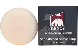 G.B.S GENTS Men’s Sandalwood Shaving Soap - Natural Bar with Shea Butter & Glycerin for Rich Lather, 3oz