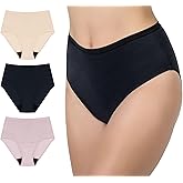 AIRCUTE Washable Urine Absorbency Incontinence Underwear for Women Bladder Leak Proof Cotton Panties 60ML 3 Pack(Black-Beige-Dusk, Large)