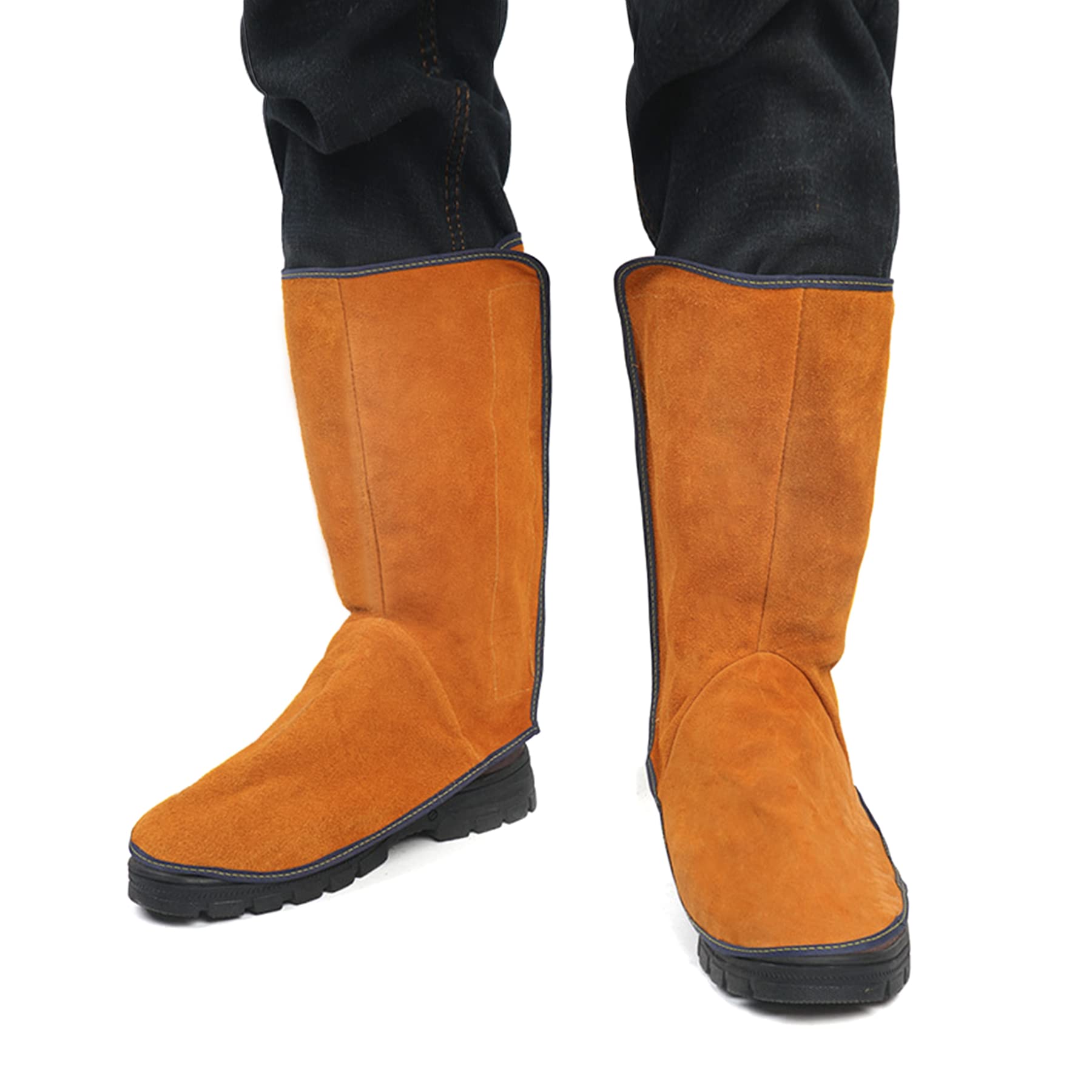 Leather Welding Spats Shoe Protector, Heat and Abrasion Resistant Working Protective Boot Covers, Long Adjustable Safety Leg Guard Gaiters for Welder