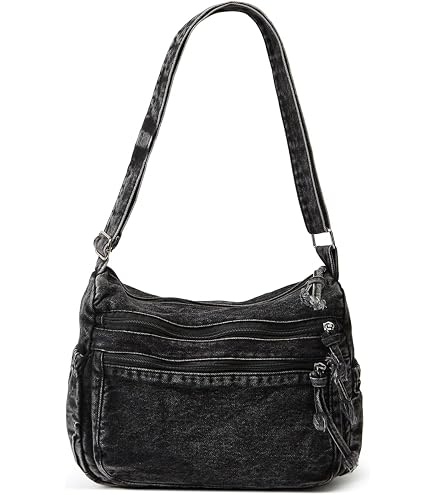 Amazon.com: Slouchy Denim Shoulder Bag Large Alt Denim Patchwork