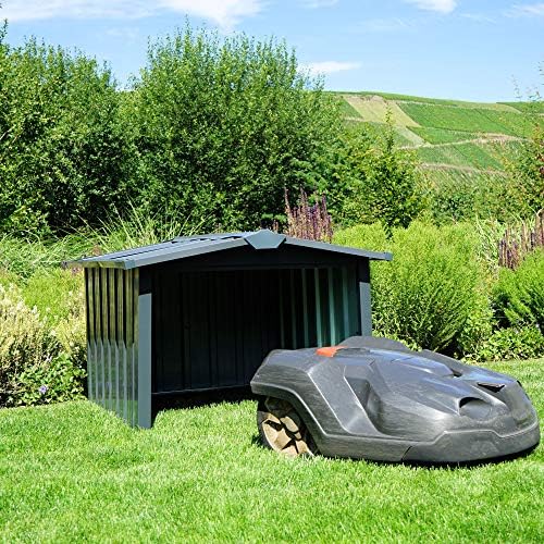 Zelsius Garage Robot tondeuse en métal | 86,5 x 88 x 60 cm | Garage pour robot tondeuse à gazon, robot tondeuse - Home Robots