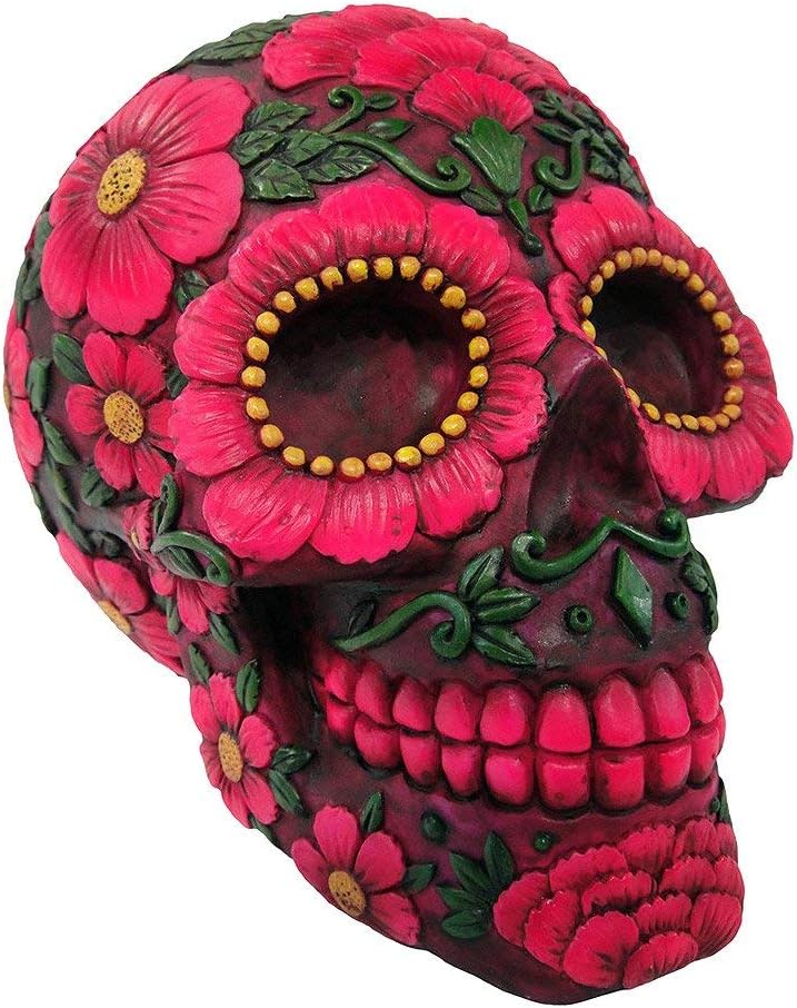 Nemesis Now Sugar Blossom Skull 14.5cm, Fuschia