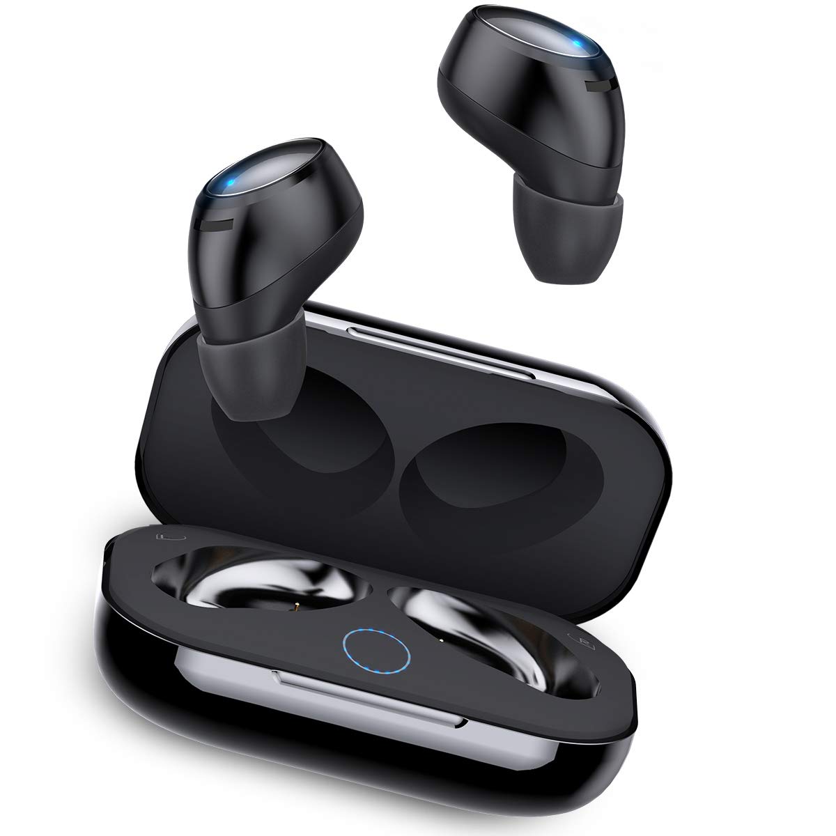 Auriculares Bluetooth In-Ear, Rock Mini Twins Estéreo Hi-Fi Manos Libres Auricular Deportivos Inalámbricos IPX5 Cancelación Ruido Micrófono Integrado con Caja de Carga para iPhone iOS Android