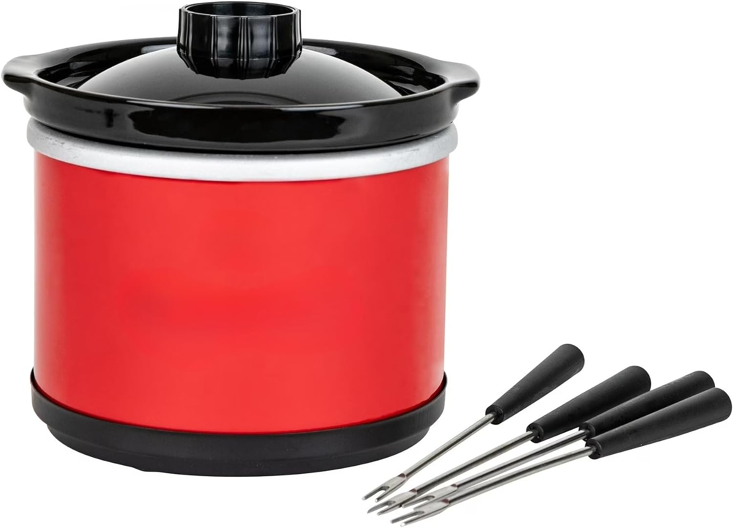 20 oz Chocolate Fondue Dipping Pot, 40-Watts, Nonstick Ceramic, Red