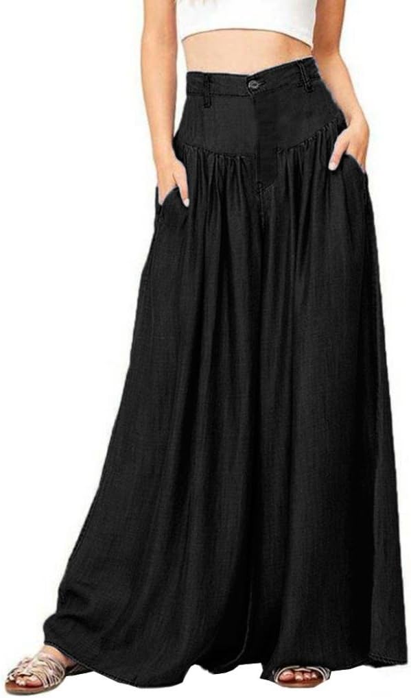 LISTHA Wide Legs Long Pants for Women Plus Size Soft Pantalon Casual High Waist Trouser