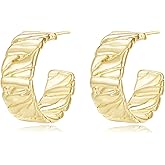 Lumwzt 14K Gold Hoop Earrings for Women Gold Hoop Earrings Chunky Statement Earrings for Women Hoops Jewelry Gift for Her