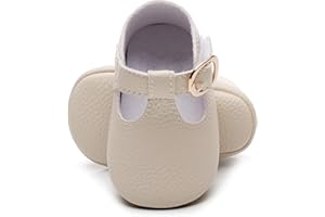 HONGTEYA Infant Baby Girl Mary Janes Flats PU Leather Non-Slip Soft Sole for Toddler First Walker Newborn Infant Crib Shoes Wedding Party Princess Baby Moccasins Girl Dress Shoes