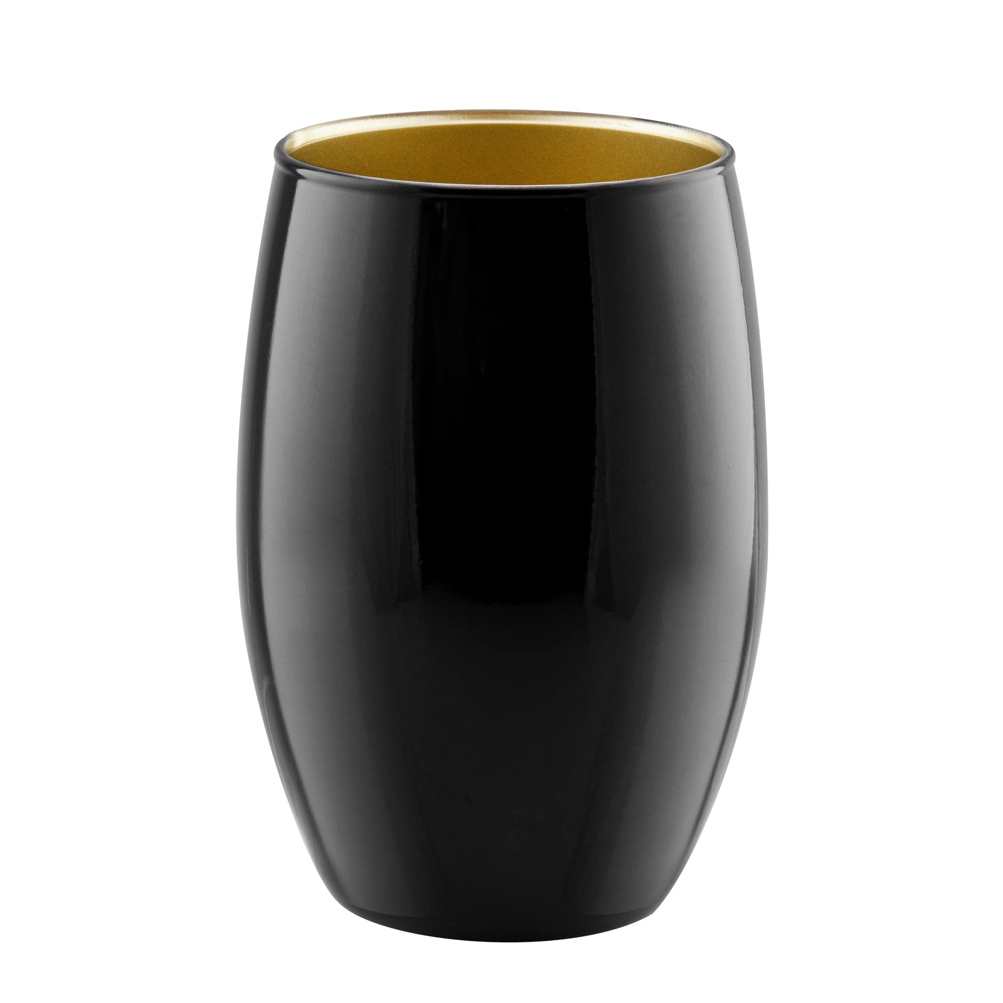 TREND FOR HOME Black Vase for Pampas Grass Wide Neck Vase H: 19.8 cm Round Vase Black Glass Vase Bud Vase Black Vases for Flowers Tulips Candle Holder | ⌀ 14 cm | Amarilis Great Gatsby | Black/Gold