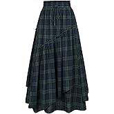 Scarlet Darkness Long Skirts for Women Renaissance Costume Pirate Maxi Skirt Plus Size with Pockets