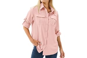 liyiyiyia Women's Sun Shirt UPF 50, Womens Safari Shirts Long Sleeve Button Down Quick Dry Lightweight Breathable for Outdoor