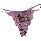 Victoria's Secret Embroidery Floral V-String Panty Color Lilac New