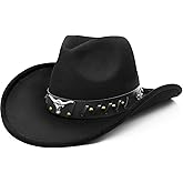 WQWOVRVO Cowboy Hat,Cowgirl Hat,Cowboy Hats for Women Men Western Cowgirl Hats White/Black