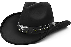 WQWOVRVO Cowboy Hat,Cowgirl Hat,Cowboy Hats for Women Men Western Cowgirl Hats White/Black