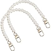 uxcell 2 Pcs Imitation Pearl Purse Strap, 12 Inch Handbag Purse Chain with Swivel Clasp Replacement Extender Bead for DIY Decorative Handbags Bags, Gold